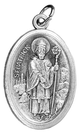 Médaille Saint Patrick Ovale - Plaqué Argent, Fabriqué En Italie - Collection Saints