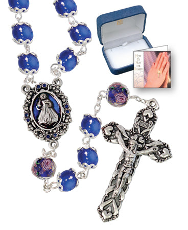 Glass Rosary/Capped/Blue/Pearl Finish (6311/BL)
