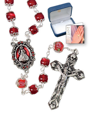 Glass Rosary/Capped/Ruby/Pearl Finish (6311/RUBY)