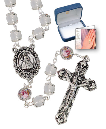 Glass Rosary/Capped/White/Pearl Finish (6311/WH)