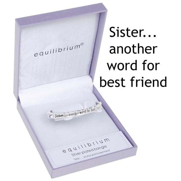 Equilibrium Silver Plated 2 Tone Hinged Bangle Sister